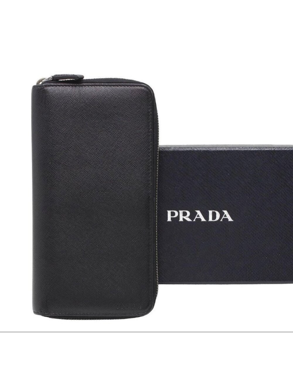 Prada Saffiano Leather Zip Around Wallet